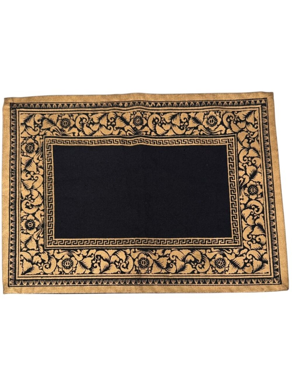 Placemats Set of 4 Black Gold Cotton Tuscany Metallic Border by Park B. Smith